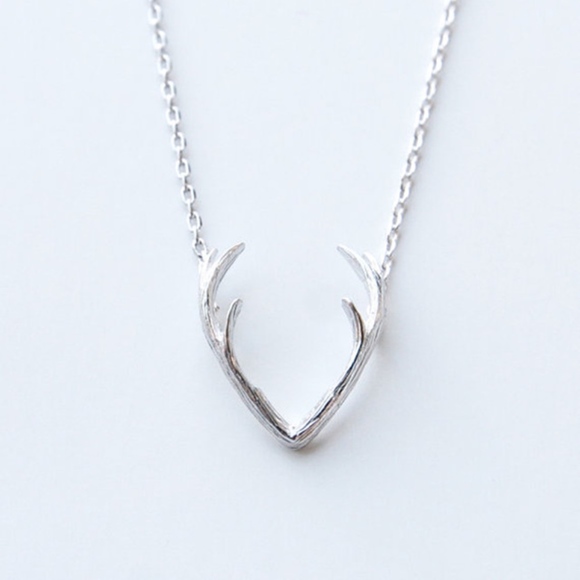 golden threads Jewelry - Antler Silver Dainty Necklace Pendant Necklace